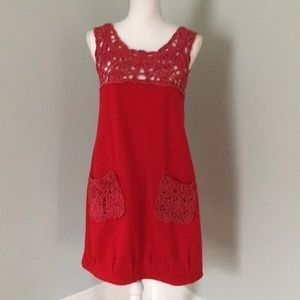 Ninel‎ Red crochet mini dress